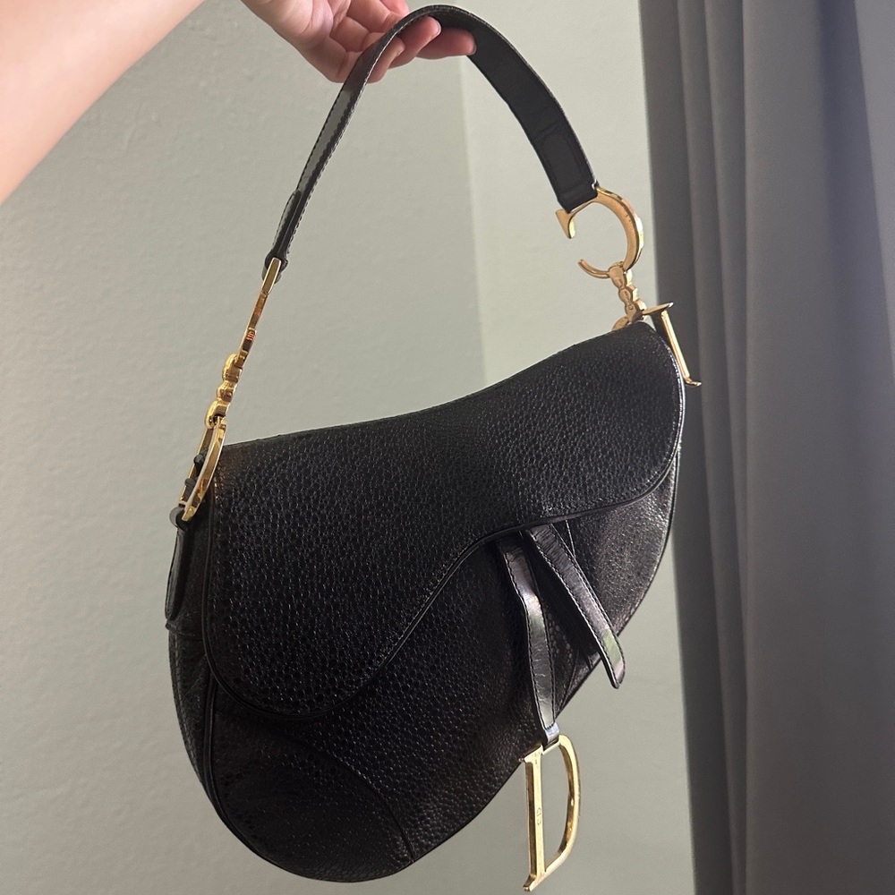 Dior Saddle Bag – Black Stingray Leather with Gold Hardware